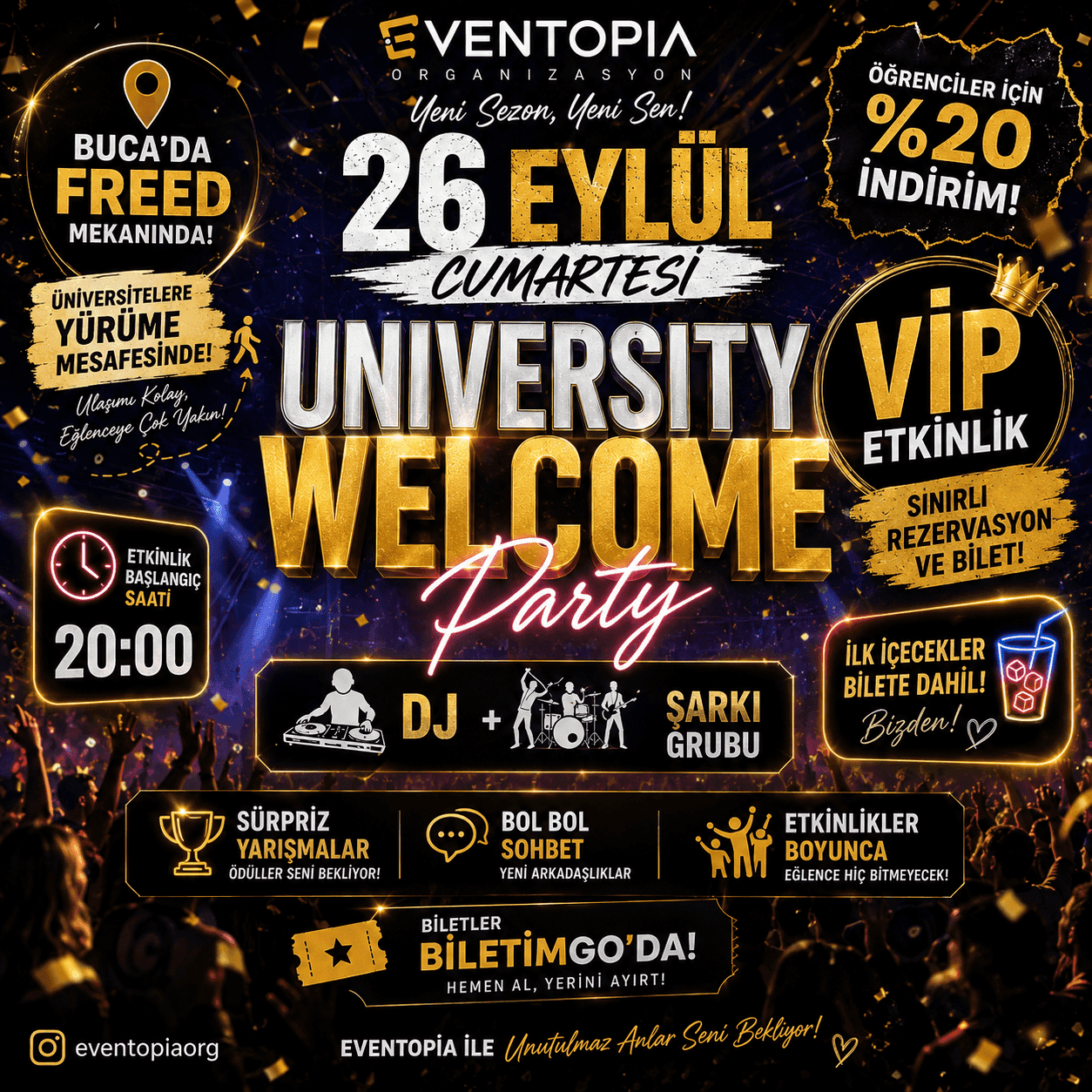 EVENTOPİA UNİVERSİTY WELCOME PARTY — Freed İzmir etkinlik görseli