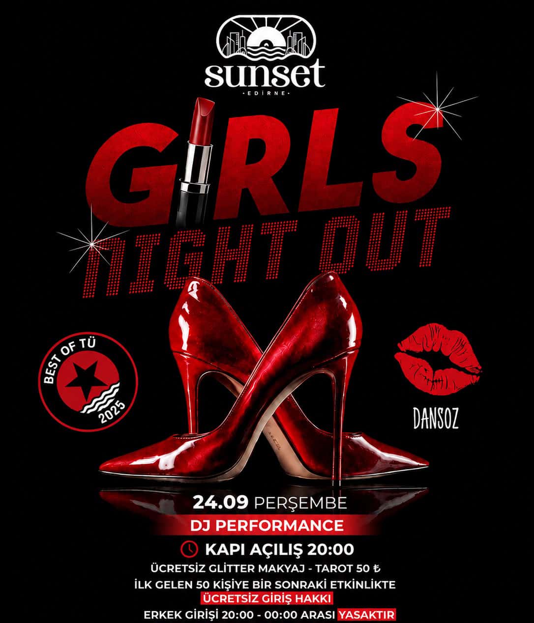 Girls Night Out – TÜ — Sunset Club Edirne etkinlik görseli