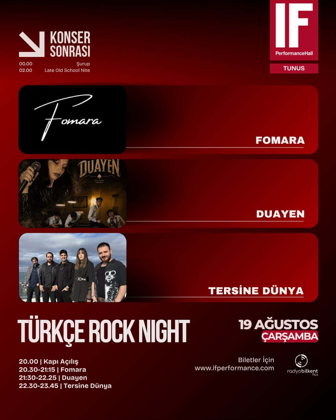 TÜRKÇE ROCK NIGHT (IF Performance Tunus) — IF Performance Hall Ankara etkinlik görseli