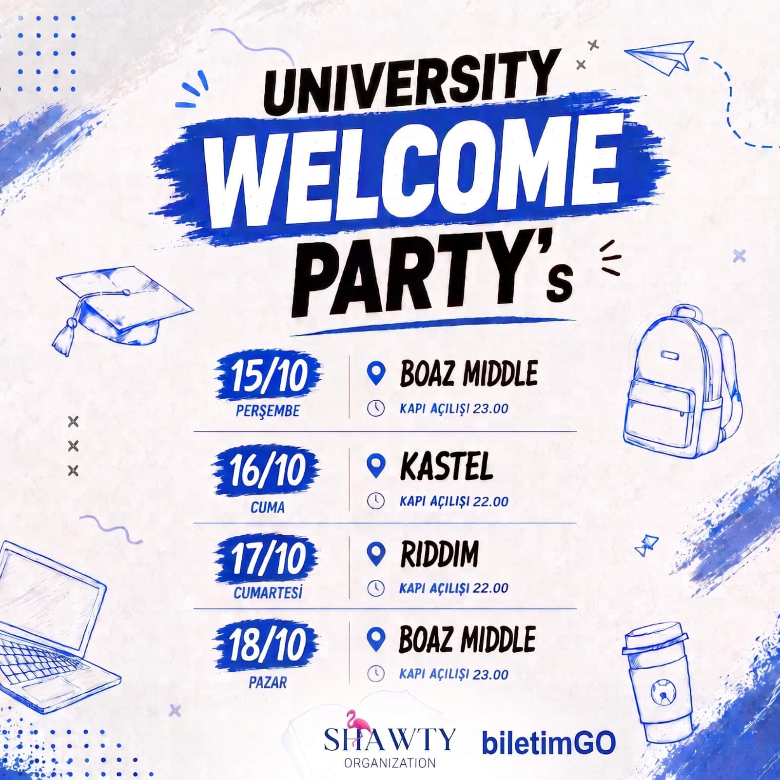 UNIVERSITY WELCOME PARTY’s — Boaz Middle / Kastel / Rıddım, İstanbul etkinlik görseli