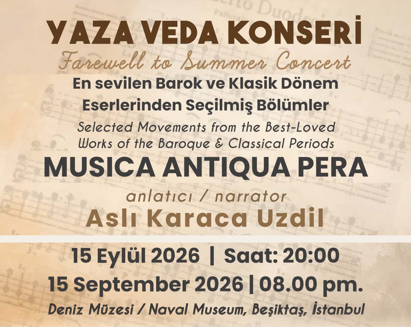 Yaza Veda Konseri — İstanbul Deniz Müzesi etkinlik görseli