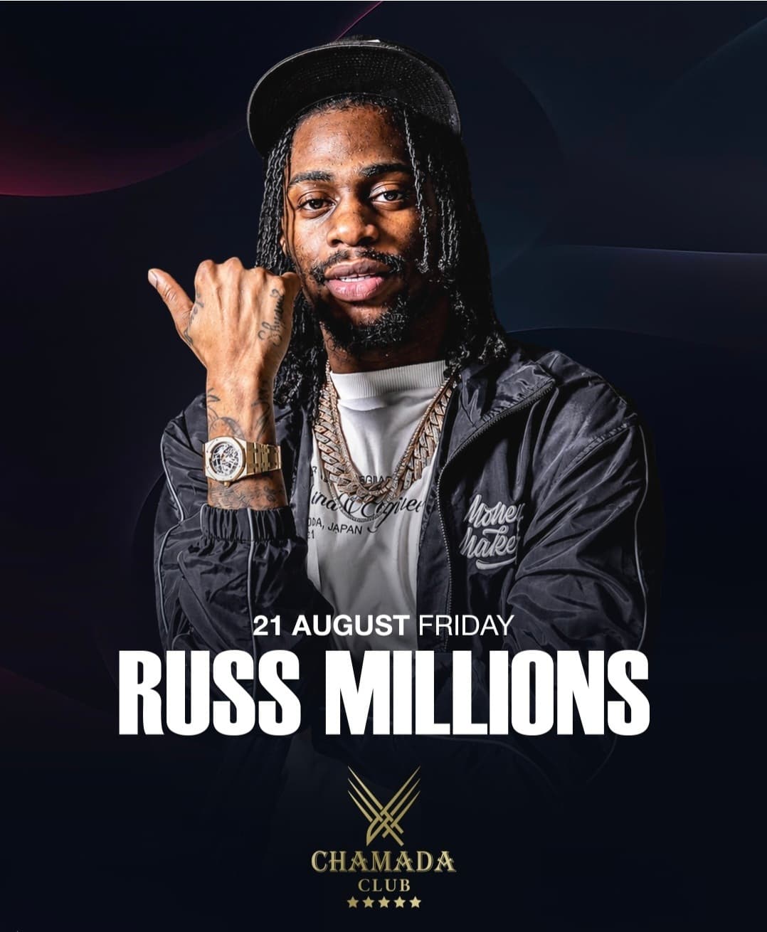 RUSS MİLLİONS × CHAMADA — Chamada Beach Club etkinlik görseli
