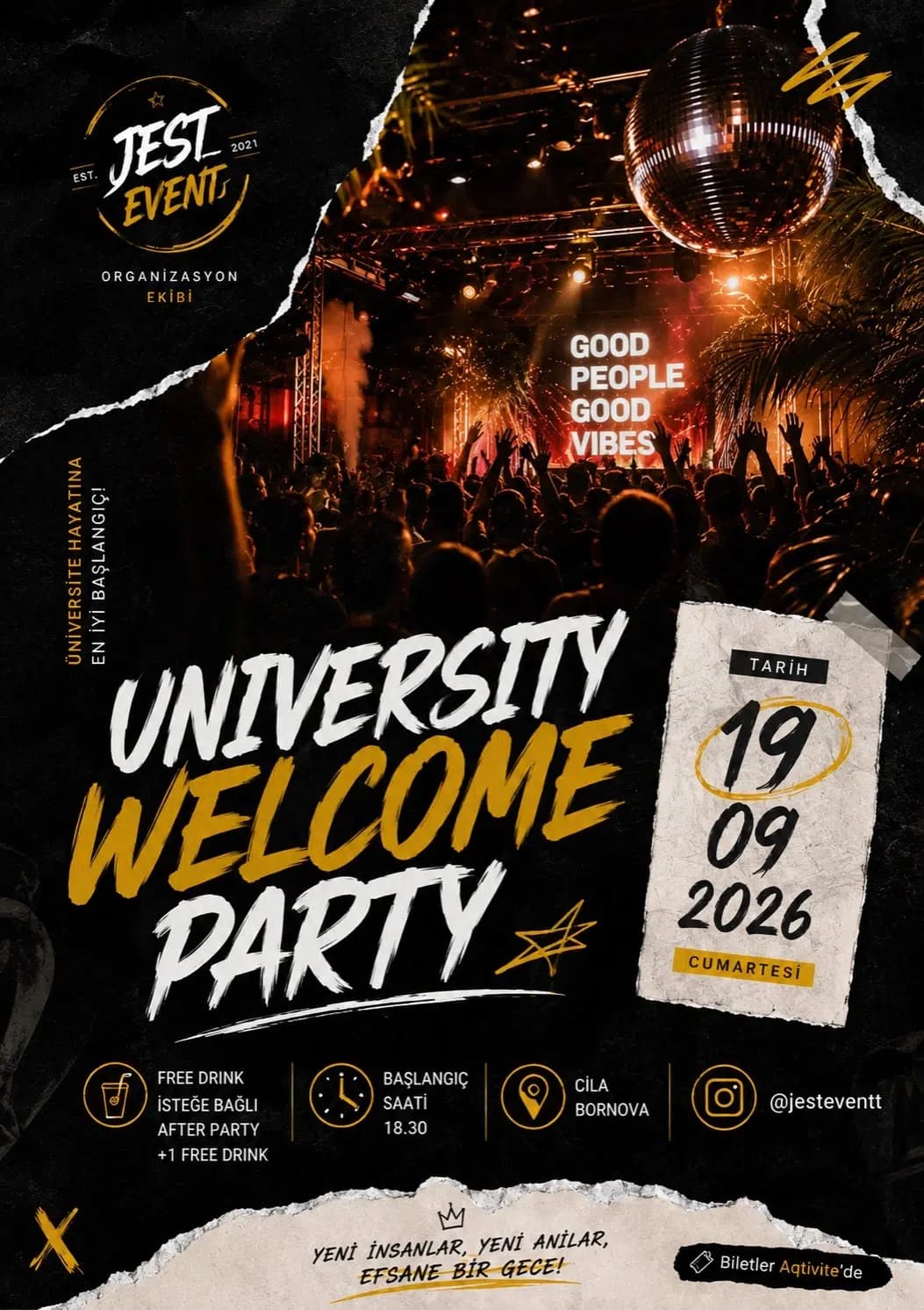 UNİVERSİTY WELCOME PARTY — CİLA Bornova, İzmir etkinlik afişi