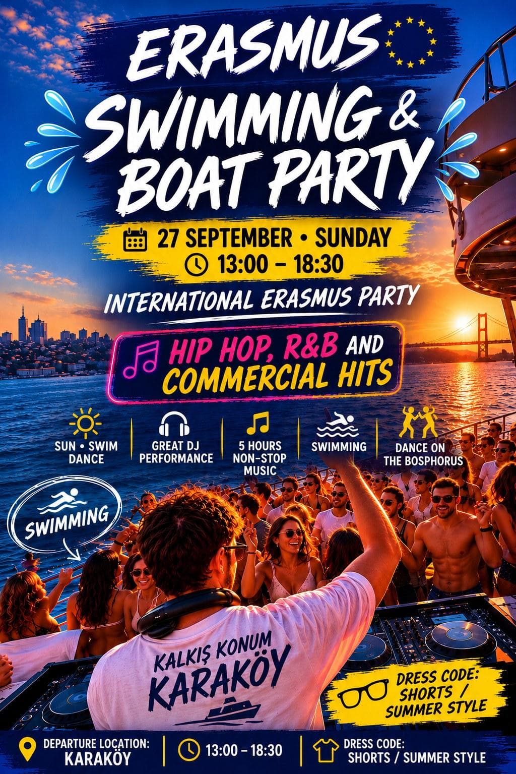 ERASMUS SWIMMING & BOAT PARTY — Karaköy İskelesi / Pier, İstanbul etkinlik afişi