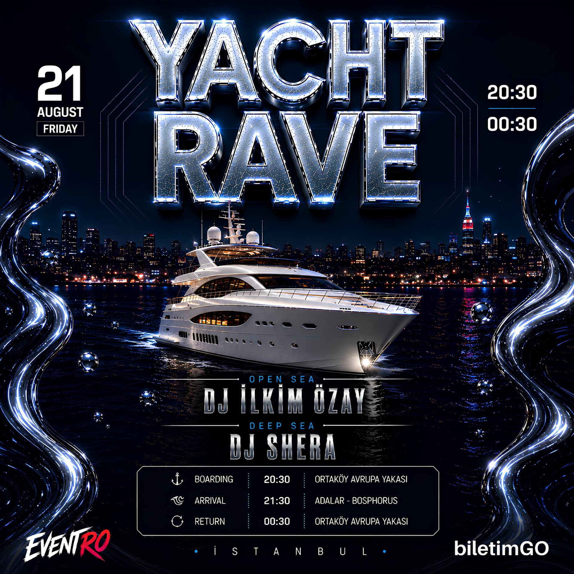 EVENTRO YACHT RAVE — Ortaköy, İstanbul etkinlik afişi
