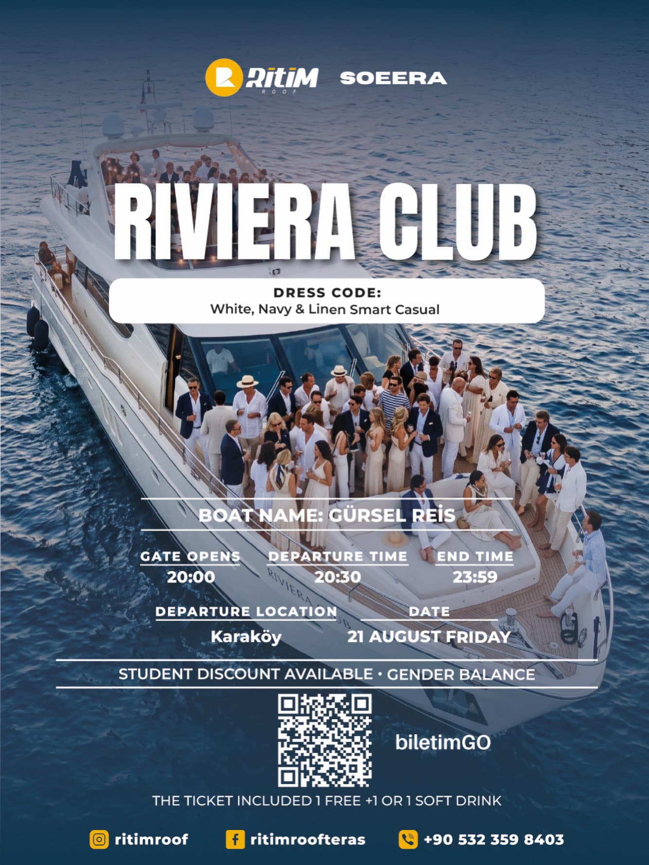 Riviera Club Boat Party — Gürsel Reis, İstanbul etkinlik afişi