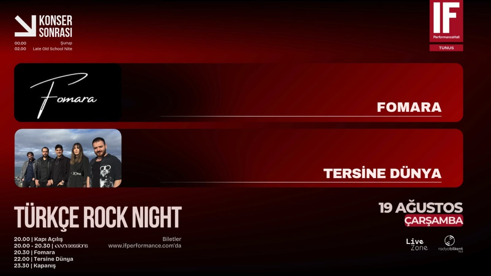 TÜRKÇE ROCK NIGHT (IF Performance Tunus) — IF Performance Hall Ankara etkinlik görseli