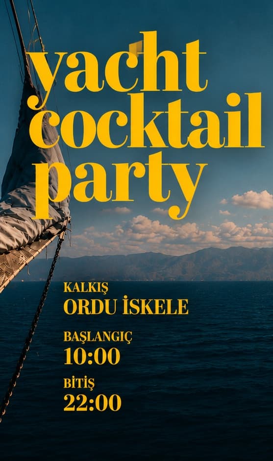 Yatch coctail party — AltınOrdu Ordu rıhtım iskele etkinlik afişi