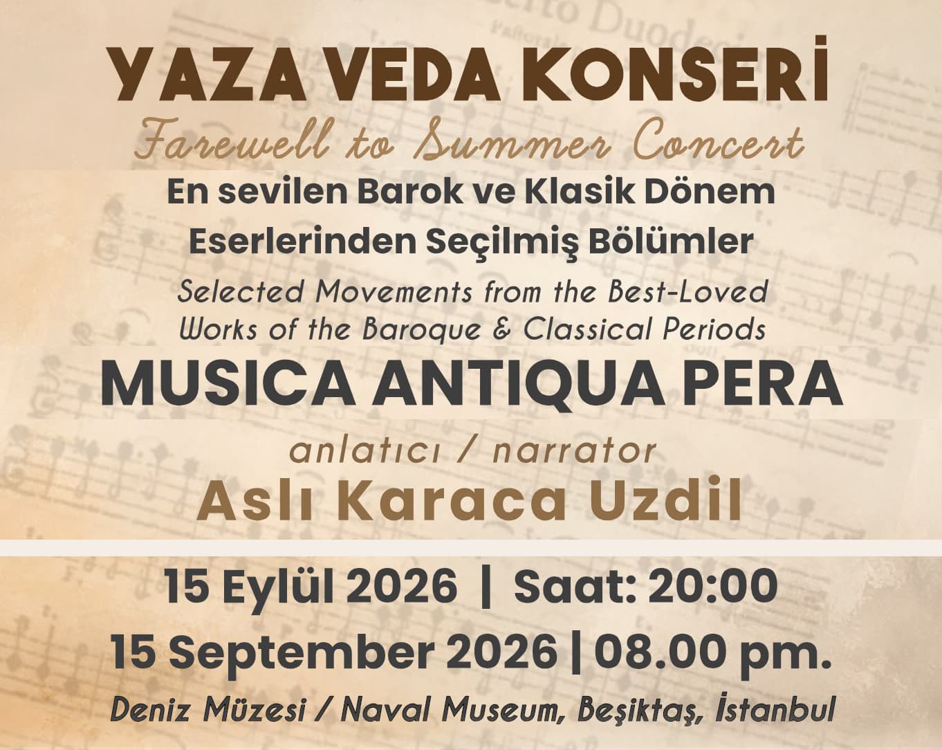 Yaza Veda Konseri — İstanbul Deniz Müzesi etkinlik görseli