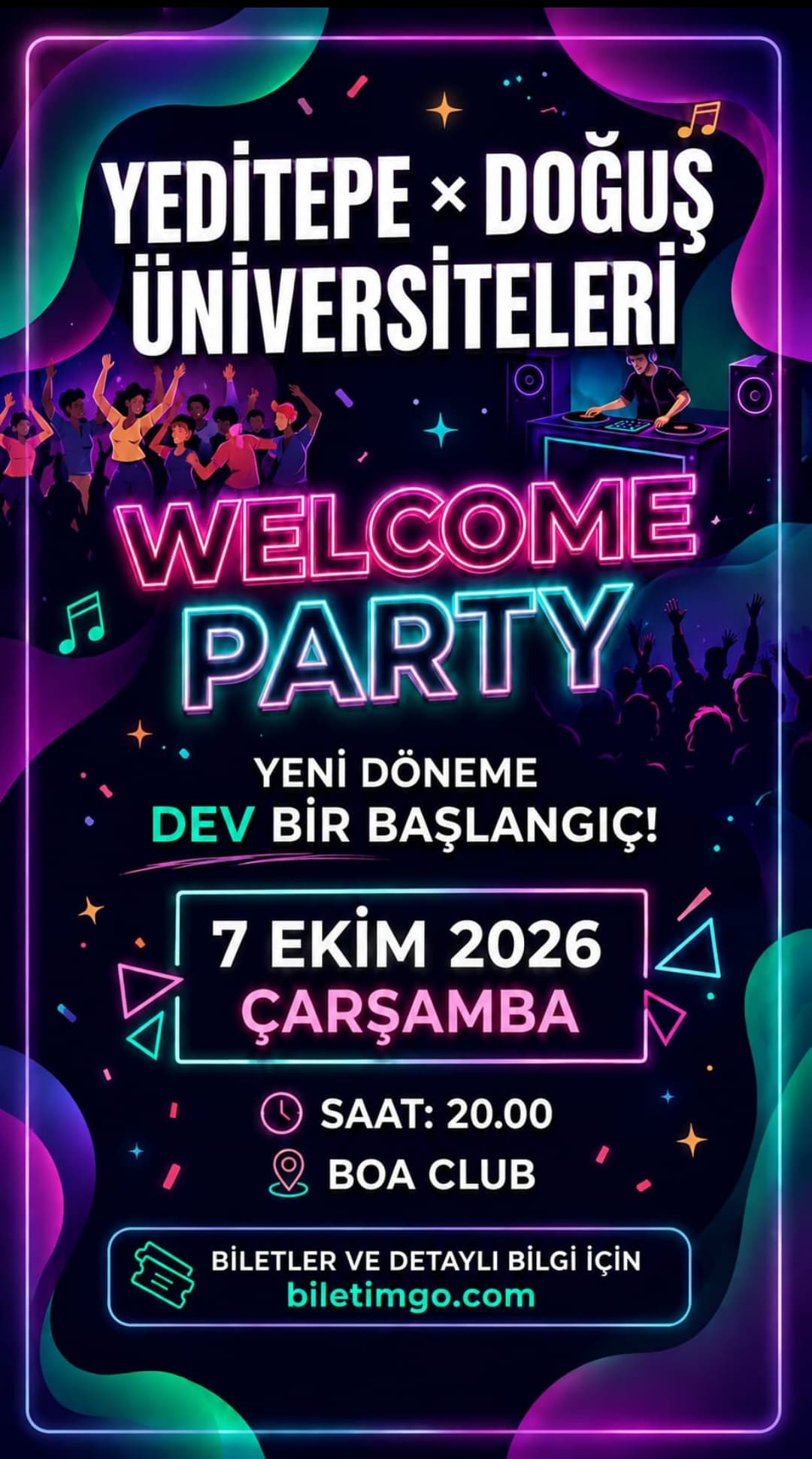 Yeditepe & Doğuş Üniversiteleri Welcome Party — BOA CLUB, İstanbul etkinlik görseli