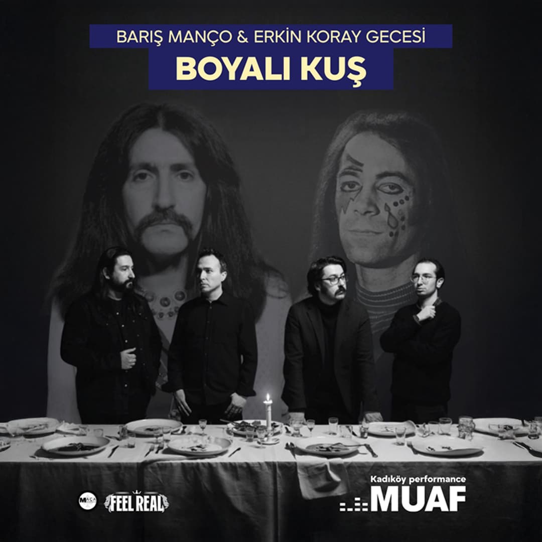 Barış Manço & Erkin Koray Gecesi – Boyalı Kuş — Muaf Kadıköy, İstanbul etkinlik afişi