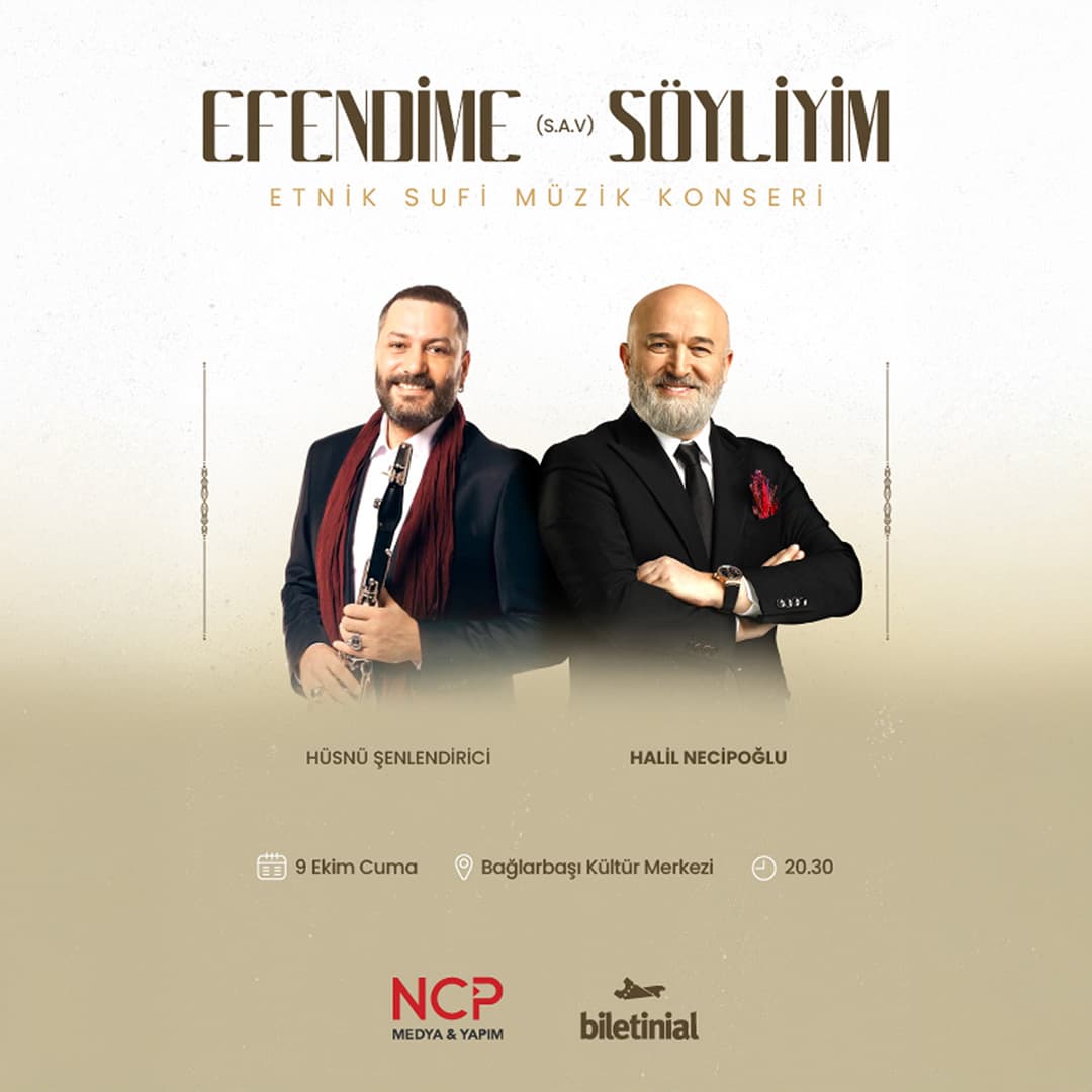 Halil Necipoğlu / Hüsnü Şenlendirici “Efendime Söyliyim — Üsküdar Bağlarbaşı Kültür Merkezi, İstanbul etkinlik afişi