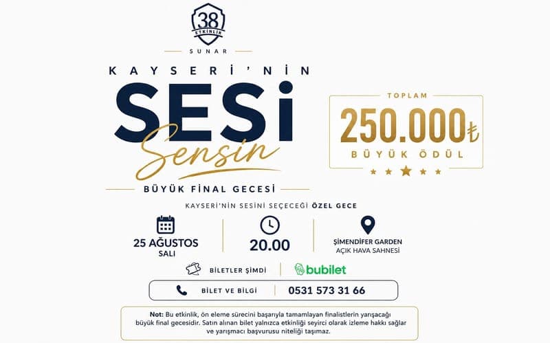 Kayseri’nin Sesi Sensin – Büyük Final Gecesi — Şimendifer Garden, Kayseri etkinlik görseli