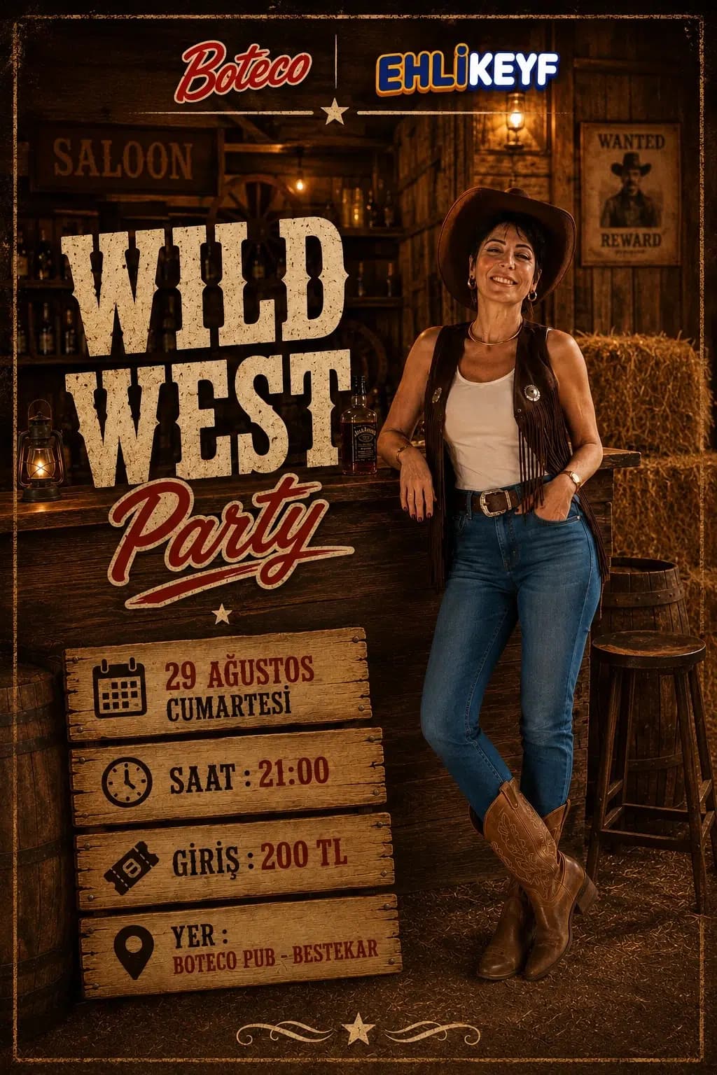WILD WEST PARTY — Boteco Gastropub, Ankara etkinlik afişi