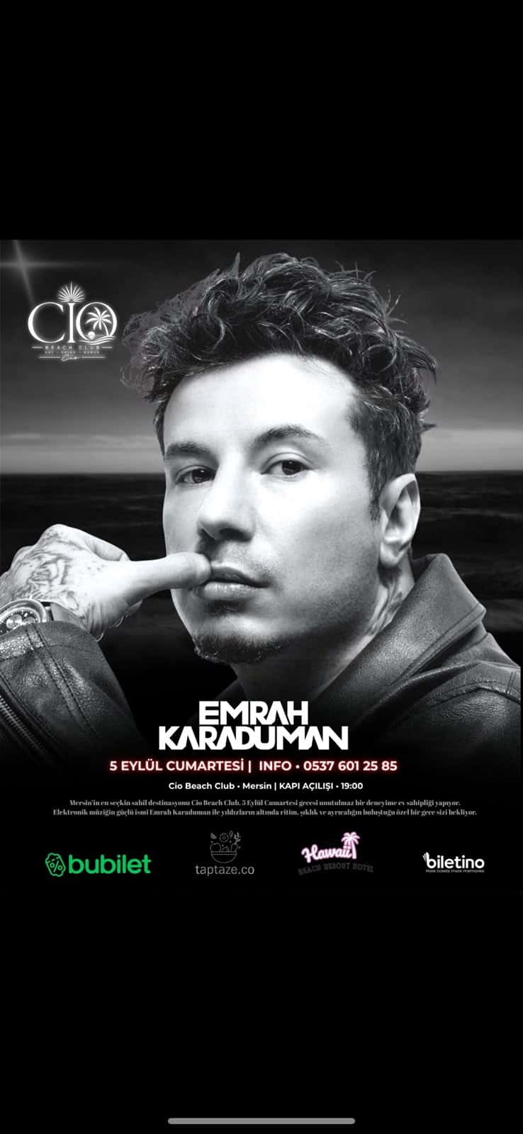EMRAH KARADUMAN İLE YAZA VEDA PARTİSİ — CİO Beach Club, Mersin etkinlik görseli