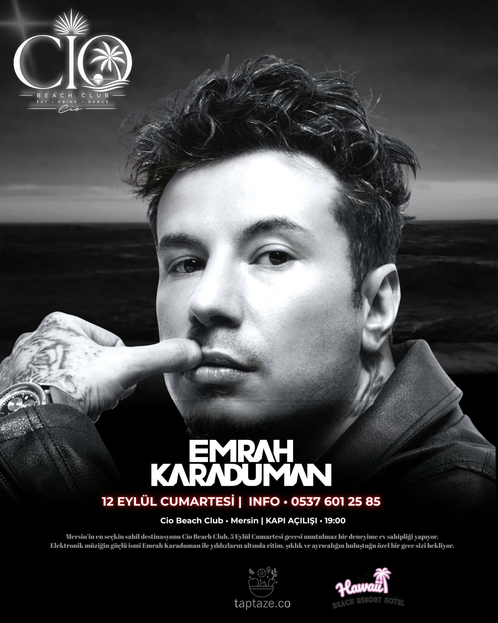 EMRAH KARADUMAN İLE YAZA VEDA PARTİSİ — CİO Beach Club, Mersin etkinlik görseli