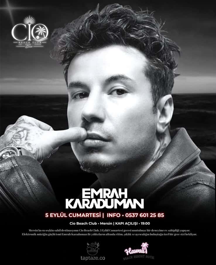 EMRAH KARADUMAN İLE YAZA VEDA PARTİSİ — CİO Beach Club, Mersin etkinlik görseli