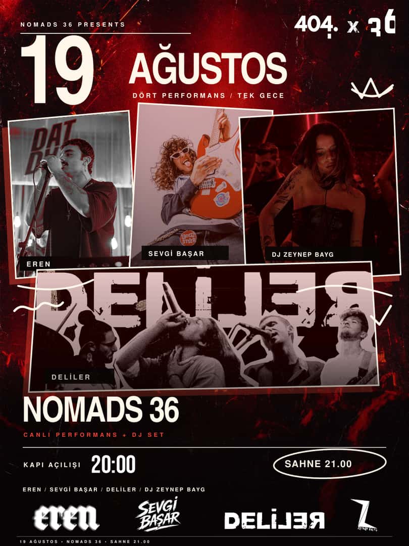 NOMADS 36 LIVE FEST: Deliler, Sevgi Başar, Eren & DJ Zeynep Bayg — Nomads-36, İzmir etkinlik görseli