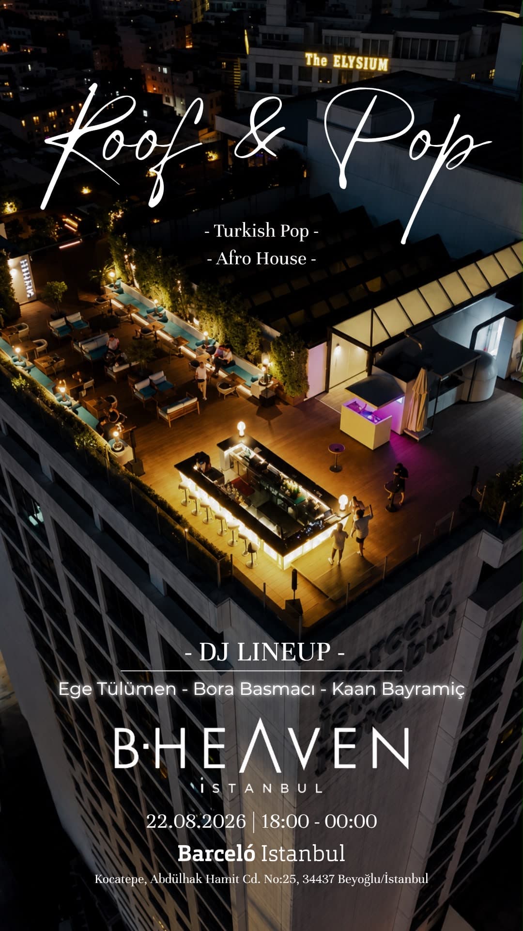 Roof & Pop — BHeaven Istanbul, İstanbul etkinlik afişi