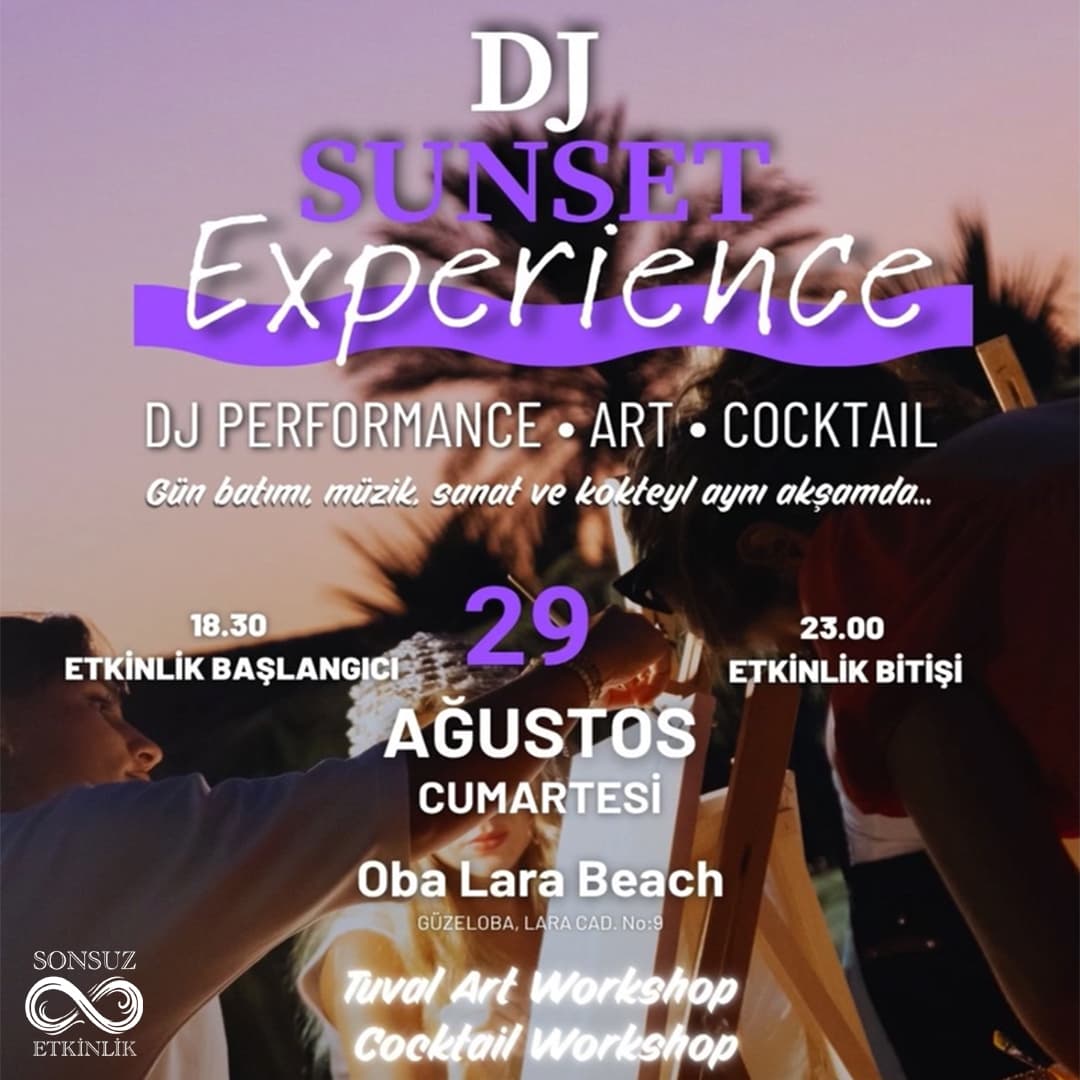 Sunset Experience | Art&Cocktail — Oba Lara Beach & Club, Antalya etkinlik afişi