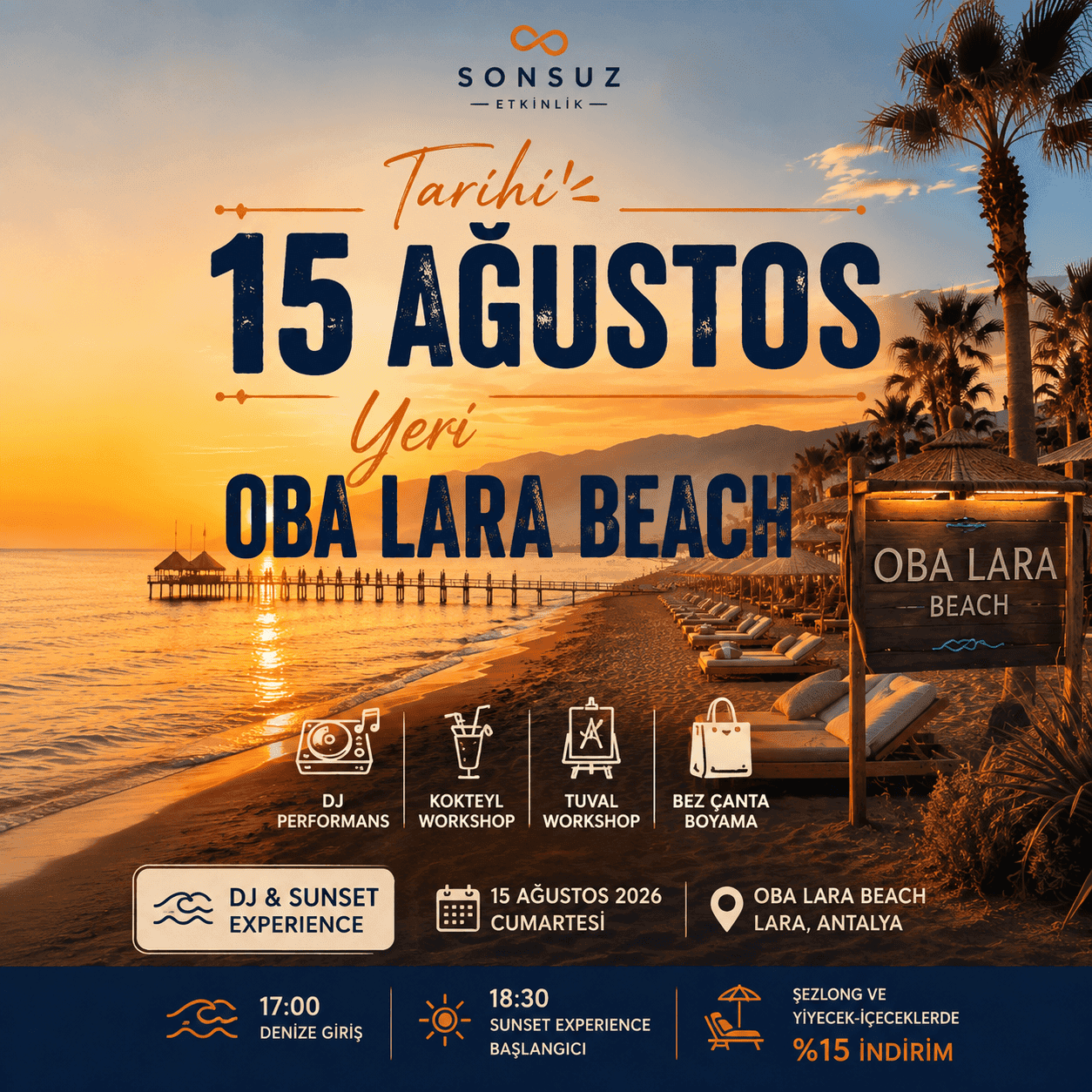 Sunset Experience | Art&Cocktail — Oba Lara Beach & Club, Antalya etkinlik görseli