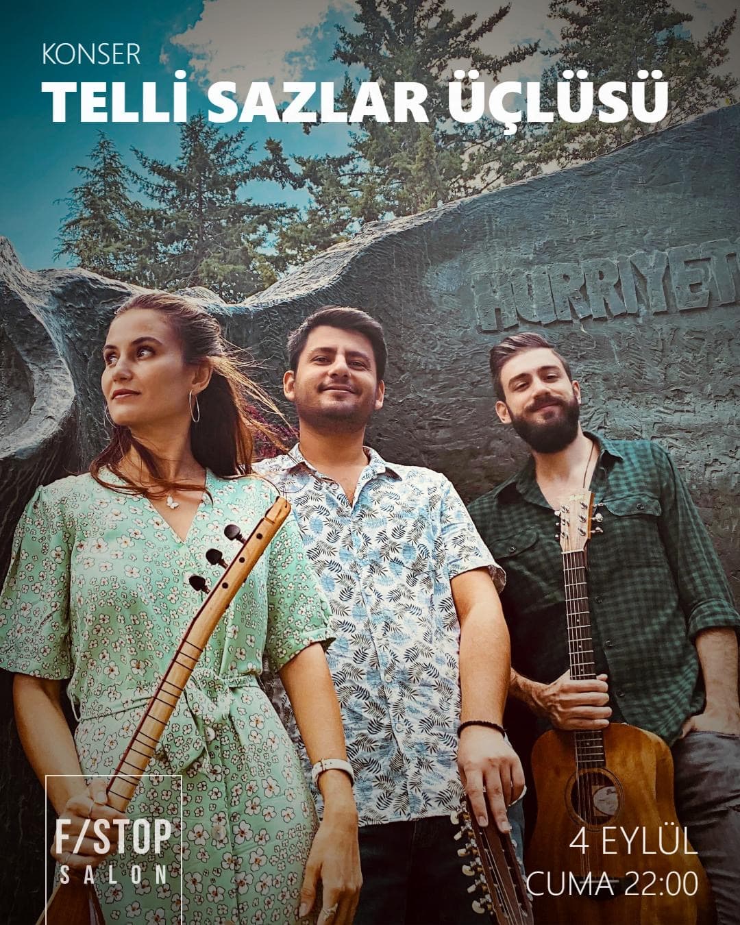 TELLİ SAZLAR ÜÇLÜSÜ — Eskişehir F/Stop Salon etkinlik afişi