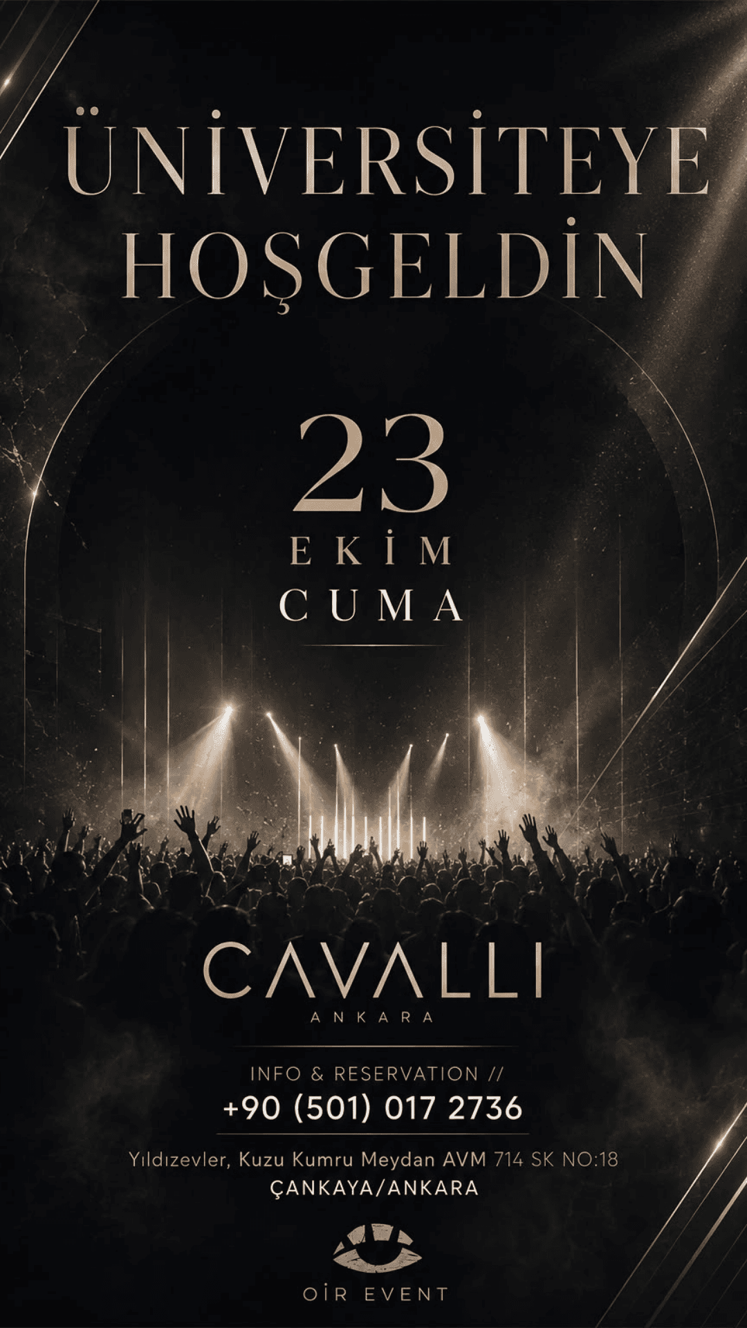 ÜNİVERSİTEYE HOŞGELDİN — Cavalli Ankara etkinlik afişi
