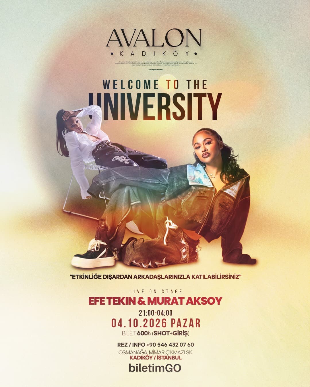 UNIVERSITY WELCOME PARTY — Avalon Kadıköy, İstanbul etkinlik afişi
