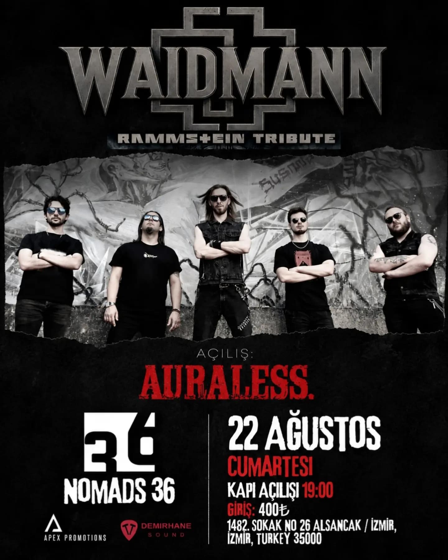 WAIDMANN – RAMMSTEIN TRIBUTE | İZMİR — Nomads-36, İzmir etkinlik afişi