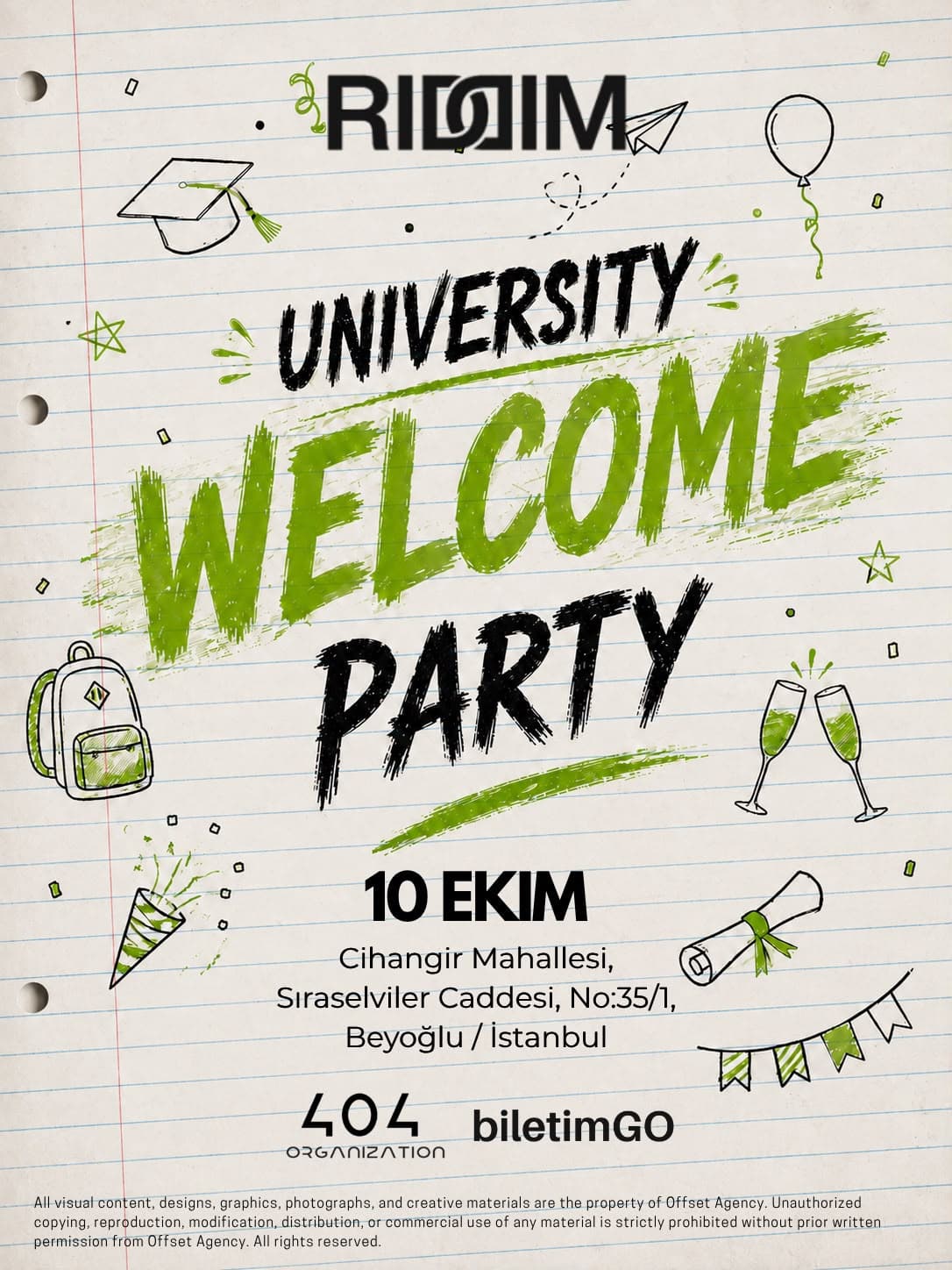 Welcome Party — RIDDIM Club Cihangir, İstanbul etkinlik afişi