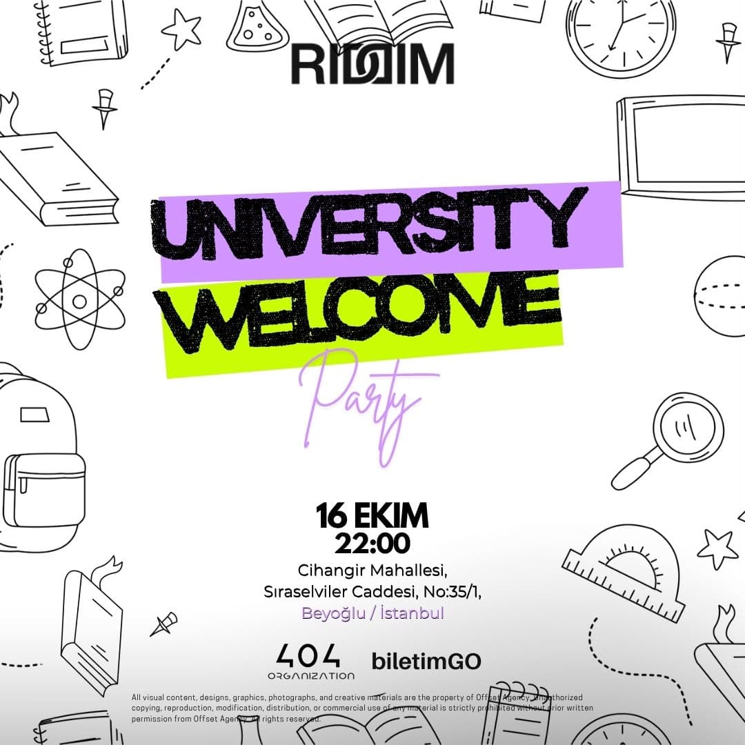 Welcome Party 2 — RIDDIM Club Cihangir, İstanbul etkinlik afişi