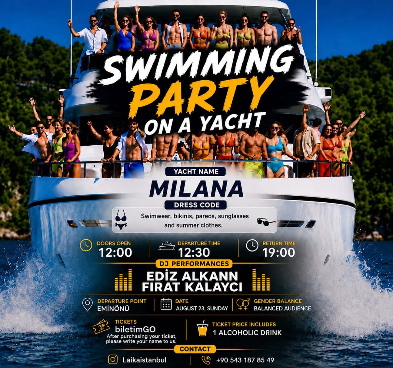 ВЕЧЕРИНКА НА ЯХТЕ С ПЛАВАНИЕМ – YACHT PARTY — Eminönü, İstanbul etkinlik görseli