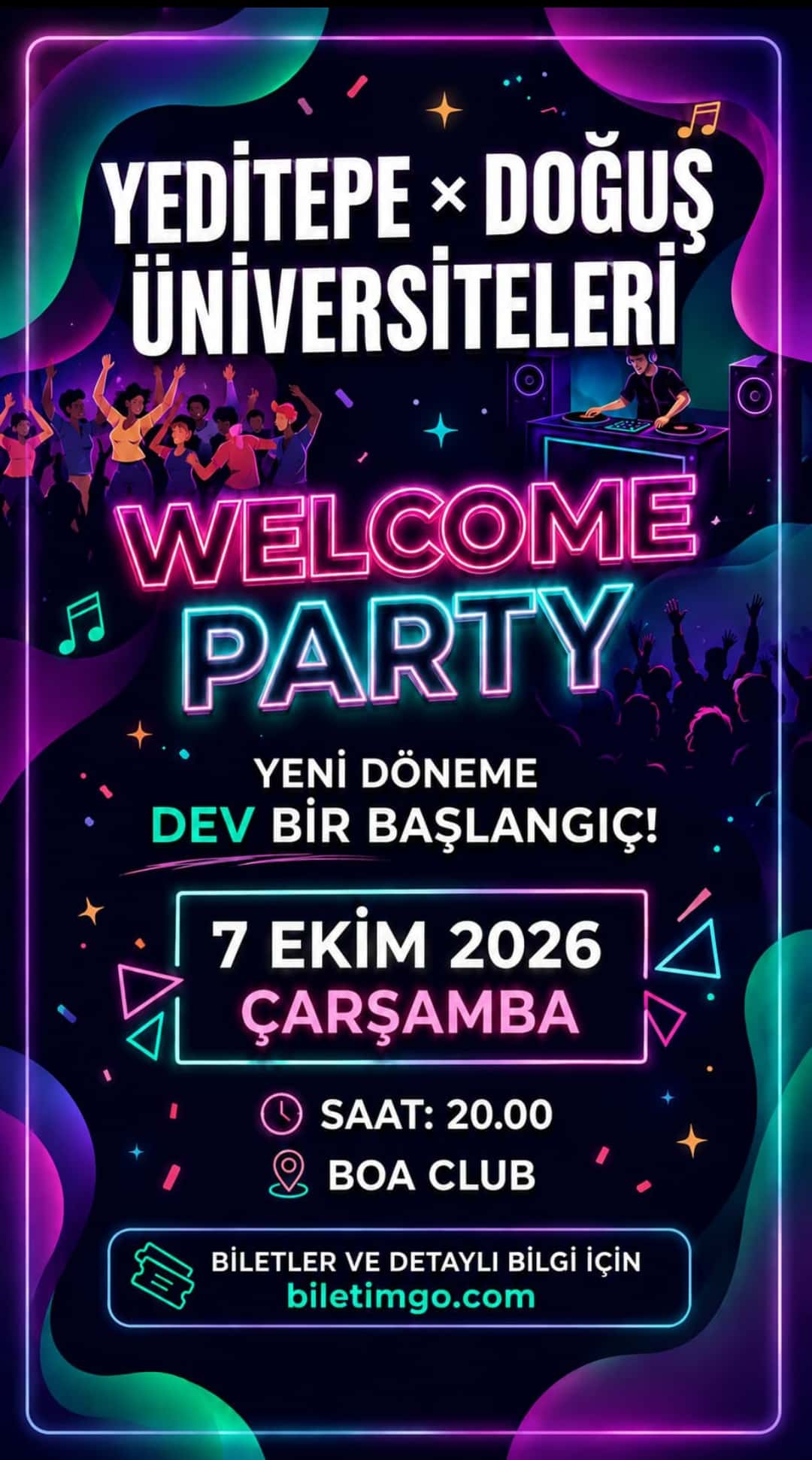 Yeditepe & Doğuş Üniversiteleri Welcome Party — BOA CLUB, İstanbul etkinlik görseli